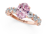 Rose gold Fancy Pink Oval  Diamond Prong Setting with Side Stones on a Pave Band_126