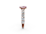 Rose gold Fancy Pink Oval  Diamond Prong Setting with Side Stones on a Pave Band_127