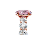 Rose gold Fancy Pink Oval  Diamond Prong Setting with Side Stones on a Pave Band_130