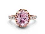 Rose gold Fancy Pink Oval  Diamond Solitaire Ring with Shared Prong Pavé Band_54