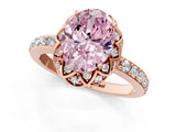 Rose gold Fancy Pink Oval  Diamond Solitaire Ring with Shared Prong Pavé Band_55