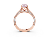 Rose gold Fancy Pink Oval  Diamond Solitaire with Pave Band and Six-Prong Setting_23