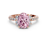 Rose gold Fancy Pink Oval  Diamond Three-Stone Pave Band with Four-Prong Setting_20