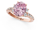 Rose gold Fancy Pink Oval  Diamond Three-Stone Pave Band with Four-Prong Setting_21