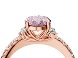 Rose gold Fancy Pink Oval  Diamond Three-Stone Pave Band with Four-Prong Setting_24