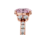 Rose gold Fancy Pink Oval  Diamond Three-Stone Pave Band with Four-Prong Setting_25
