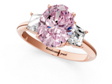 Rose gold Fancy Pink Oval  Diamond Three-Stone Ring with Trapezoid Side Stones and Prong Setting_18