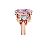 Rose gold Fancy Pink Oval  Diamond Three-Stone Ring with Trapezoid Side Stones and Prong Setting_22