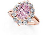 Rose gold Fancy Pink Oval  Halo Cluster Diamond Engagement Ring with Prong Setting and Polished Band_70