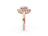 Rose gold Fancy Pink Oval  Halo Cluster Diamond Engagement Ring with Prong Setting and Polished Band_71