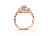 Rose gold Fancy Pink Oval  Halo Cluster Diamond Engagement Ring with Prong Setting and Polished Band_72