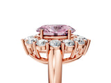 Rose gold Fancy Pink Oval  Halo Cluster Diamond Engagement Ring with Prong Setting and Polished Band_74