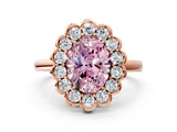Rose gold Fancy Pink Oval  Halo Cluster Diamond Engagement Ring with Solitaire Band and Prong Setting_66