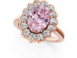 Rose gold Fancy Pink Oval  Halo Cluster Diamond Engagement Ring with Solitaire Band and Prong Setting_67