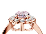 Rose gold Fancy Pink Oval  Halo Cluster Diamond Engagement Ring with Solitaire Band and Prong Setting_70