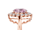 Rose gold Fancy Pink Oval  Halo Cluster Diamond Engagement Ring with Solitaire Band and Prong Setting_71