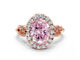 Rose gold Fancy Pink Oval  Halo Diamond Engagement Ring with Filigree Band and Four-Prong Setting_81