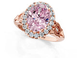 Rose gold Fancy Pink Oval  Halo Diamond Engagement Ring with Filigree Band and Four-Prong Setting_82