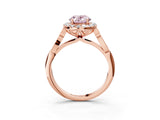 Rose gold Fancy Pink Oval  Halo Diamond Engagement Ring with Filigree Band and Four-Prong Setting_84