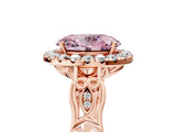 Rose gold Fancy Pink Oval  Halo Diamond Engagement Ring with Filigree Band and Four-Prong Setting_86