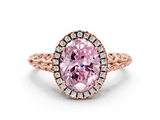 Rose gold Fancy Pink Oval  Halo Diamond Engagement Ring with Intricate Filigree Band and Four-Prong Setting_37