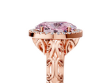 Rose gold Fancy Pink Oval  Halo Diamond Engagement Ring with Intricate Filigree Band and Four-Prong Setting_42
