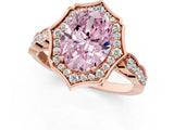 Rose gold Fancy Pink Oval  Halo Diamond Engagement Ring with Milgrain Band and Four-Prong Setting_56