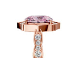 Rose gold Fancy Pink Oval  Halo Diamond Engagement Ring with Milgrain Band and Four-Prong Setting_60