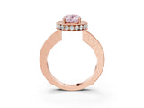Rose gold Fancy Pink Oval  Halo Diamond Engagement Ring with Milgrain Pave Band and Four-Prong Setting_156