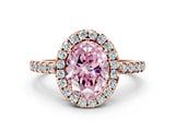 Rose gold Fancy Pink Oval  Halo Diamond Engagement Ring with Pavé Band and Four-Prong Setting_87