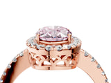 Rose gold Fancy Pink Oval  Halo Diamond Engagement Ring with Pavé Band and Four-Prong Setting_91