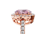 Rose gold Fancy Pink Oval  Halo Diamond Engagement Ring with Pavé Band and Four-Prong Setting_92