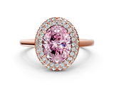 Rose gold Fancy Pink Oval  Halo Diamond Engagement Ring with Solitaire Band and Four-Prong Setting_20