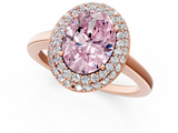 Rose gold Fancy Pink Oval  Halo Diamond Engagement Ring with Solitaire Band and Four-Prong Setting_21