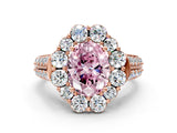 Rose gold Fancy Pink Oval  Halo Diamond Engagement Ring with Split Shank and Prong Setting_66