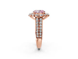 Rose gold Fancy Pink Oval  Halo Diamond Engagement Ring with Split Shank and Prong Setting_68