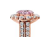 Rose gold Fancy Pink Oval  Halo Diamond Engagement Ring with Split Shank and Prong Setting_71