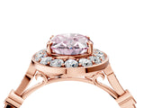 Rose gold Fancy Pink Oval  Halo Diamond Engagement Ring with Twisted Band and Four-Prong Setting 4