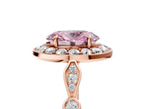 Rose gold Fancy Pink Oval  Halo Diamond Engagement Ring with Twisted Band and Four-Prong Setting 5