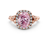Rose gold Fancy Pink Oval  Halo Diamond Engagement Ring with Vintage-Inspired Band and Four-Prong Setting_3