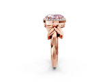 Rose gold Fancy Pink Oval  Halo Diamond Floral Band with Four-Prong Setting_56