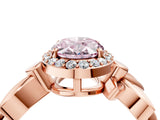 Rose gold Fancy Pink Oval  Halo Diamond Floral Band with Four-Prong Setting_58