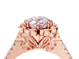 Rose gold Fancy Pink Oval  Halo Diamond Floral Split Shank Engagement Ring 5