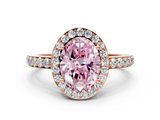 Rose gold Fancy Pink Oval  Halo Diamond Pavé Band Ring with Prong Setting_20