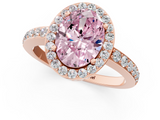 Rose gold Fancy Pink Oval  Halo Diamond Pavé Band Ring with Prong Setting_21