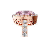 Rose gold Fancy Pink Oval  Halo Diamond Pavé Band Ring with Prong Setting_25