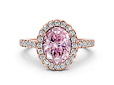 Rose gold Fancy Pink Oval  Halo Diamond Pavé Solitaire Ring_58