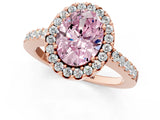 Rose gold Fancy Pink Oval  Halo Diamond Pavé Solitaire Ring_59