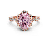 Rose gold Fancy Pink Oval  Halo Diamond Pave Band Ring with Four-Prong Setting_15