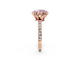 Rose gold Fancy Pink Oval  Halo Diamond Pave Band Ring with Four-Prong Setting_17